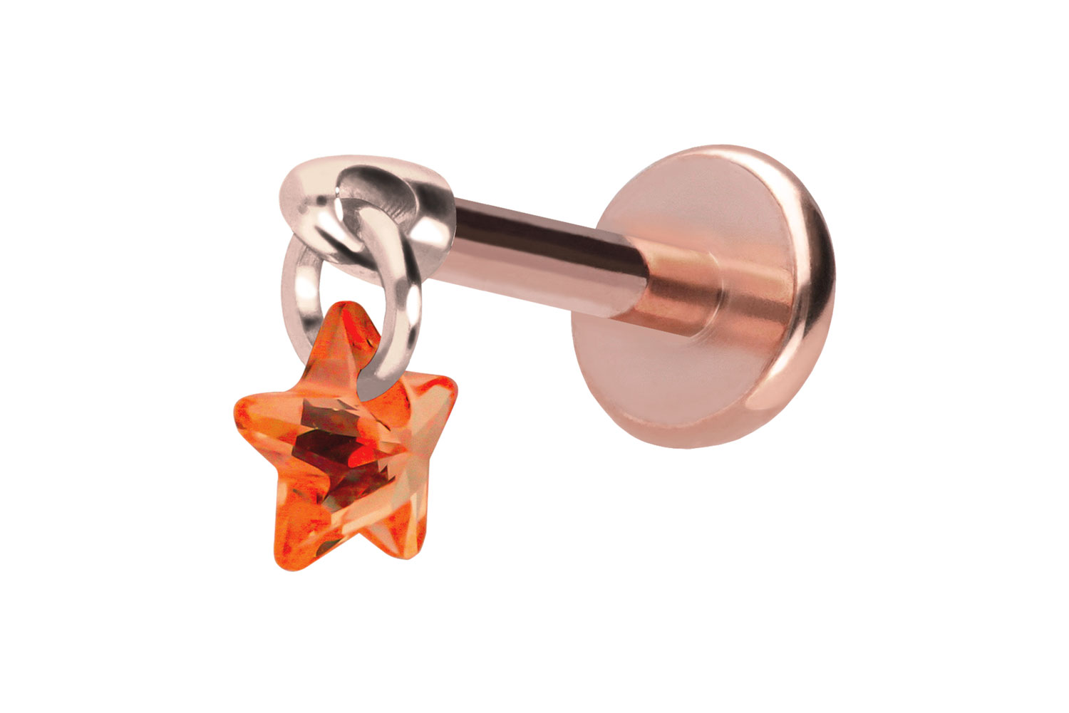 Titan Labret Piercing mit Push Fit KRISTALLSTERN